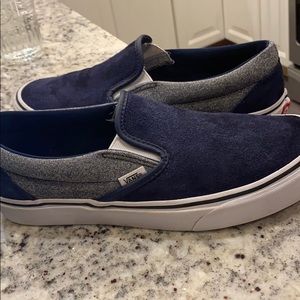 Blue and gray suede vans